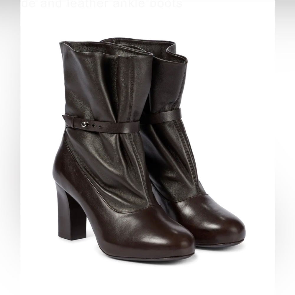 Lemaire Dark Brown Leather Wrap Boots size 38 - NEW never worn